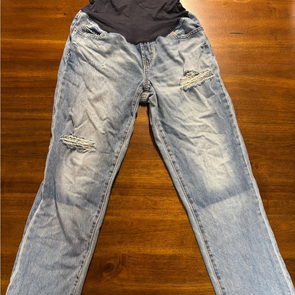 Old Navy Light Blue Distressed Straight Leg Jeans